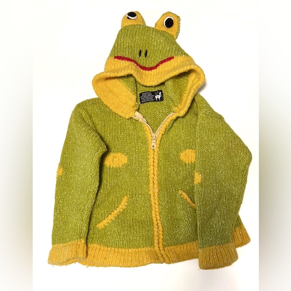 Equadorian Knitted Frog Jacket Llama Wool